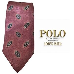 Polo Ralph Lauren Handmade Silk Tie Burgundy 3.5” x 58” USA Made | Pre-Owned